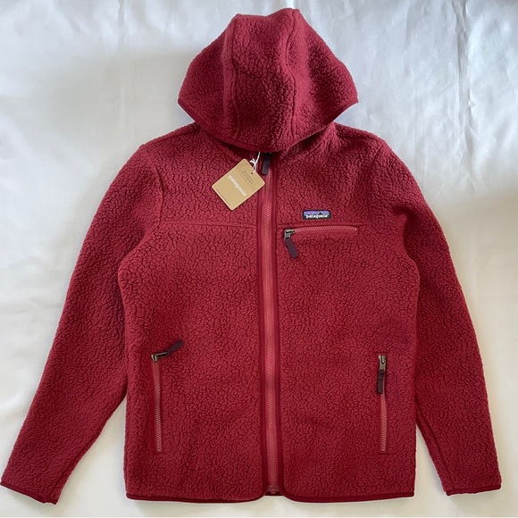 Patagonia Women's Retro Pile Fleece Hoodie Jacket Size M Carmine Red - Picture 7 of 16